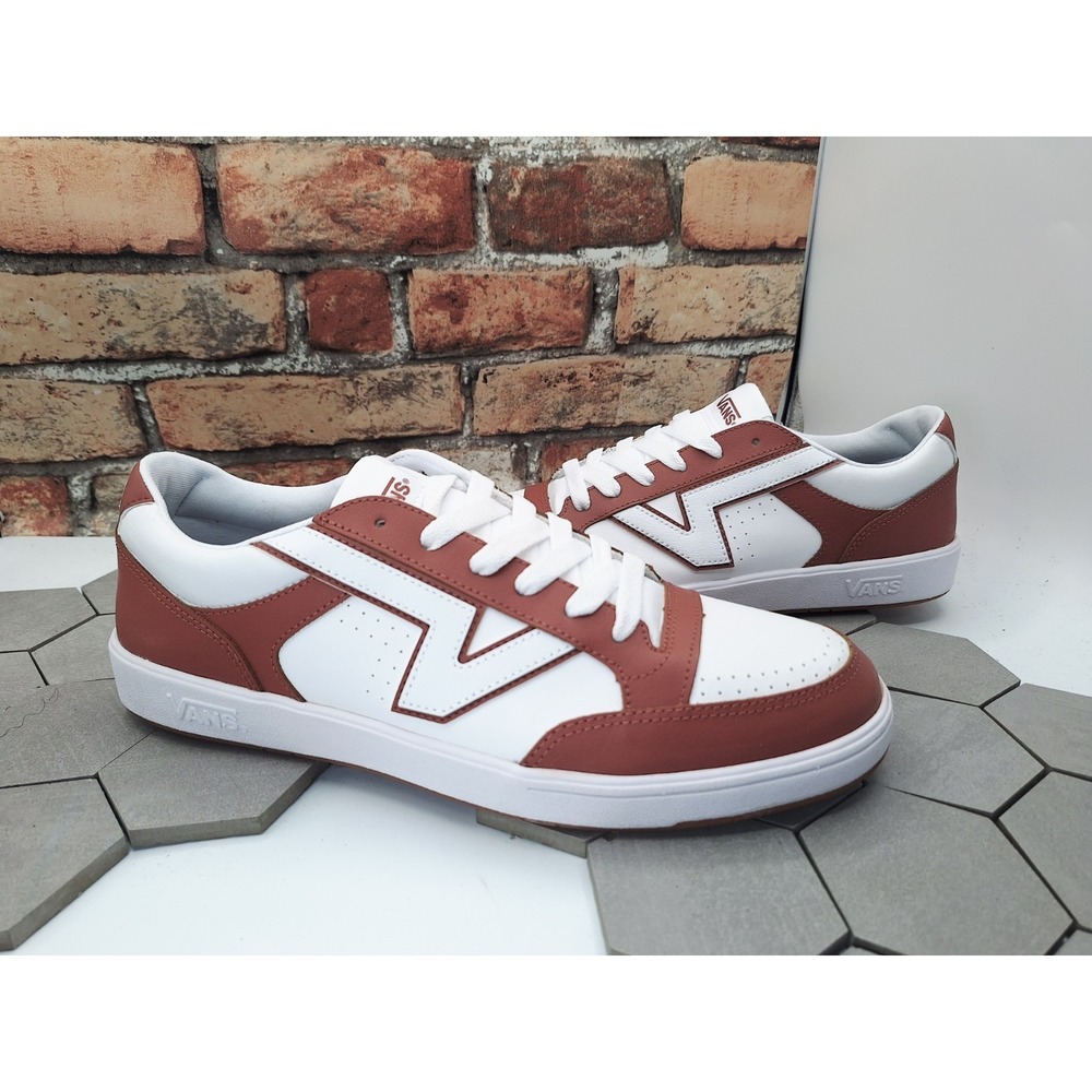 MEN VANS SKATE LOWLAND CC Sz 11.5 Brown Tan Red White  Comfycush  2-Tone Leather - Picture 2 of 10